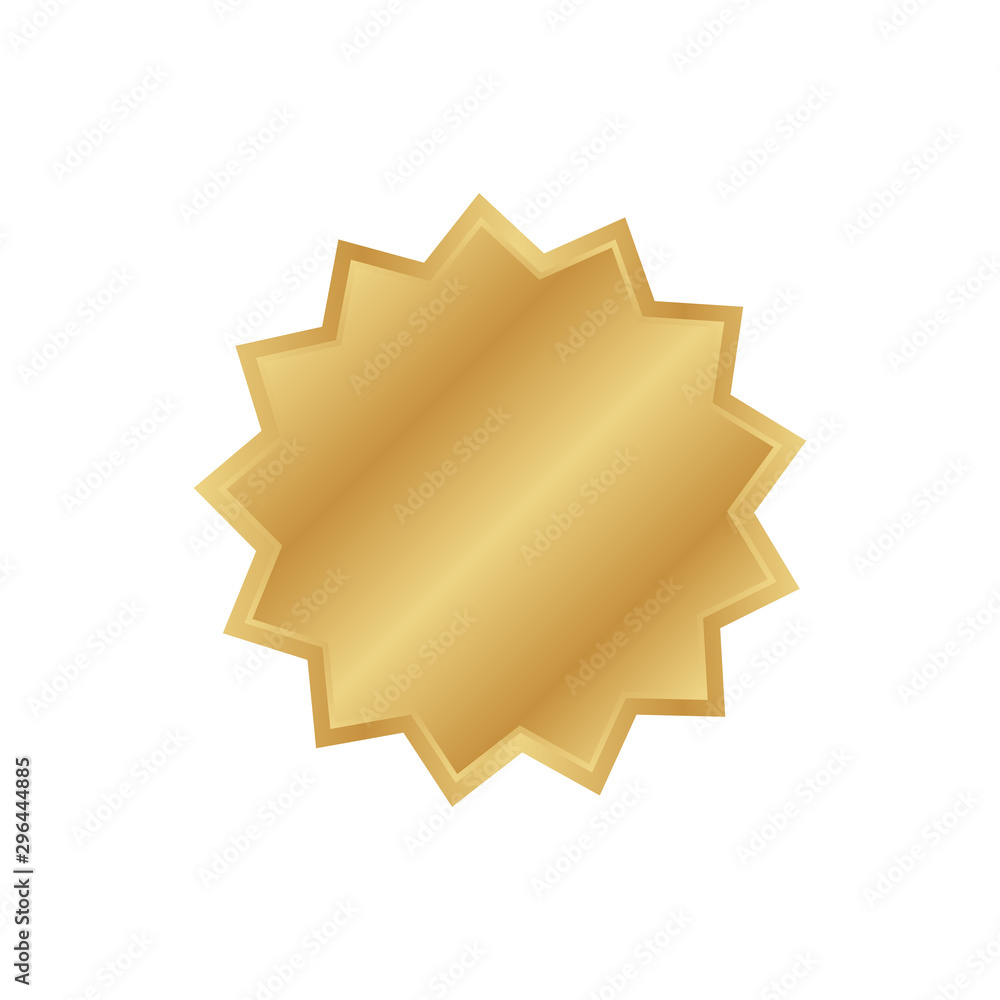 Golden badge label. Vector gold rosette. Golden badge label. Vector gold rosette.