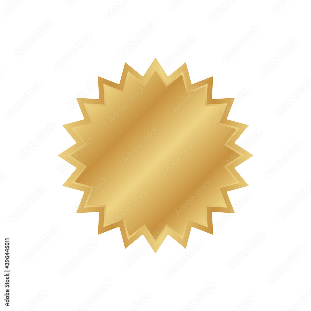 Golden badge label. Vector gold rosette. Golden badge label. Vector gold rosette.
