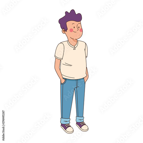 teen boy wearing casual clothes, flat design