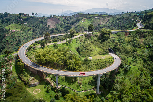 Vista aérea de Puente Helicoidal Pereira Manizales en Risaralda Colombia photo