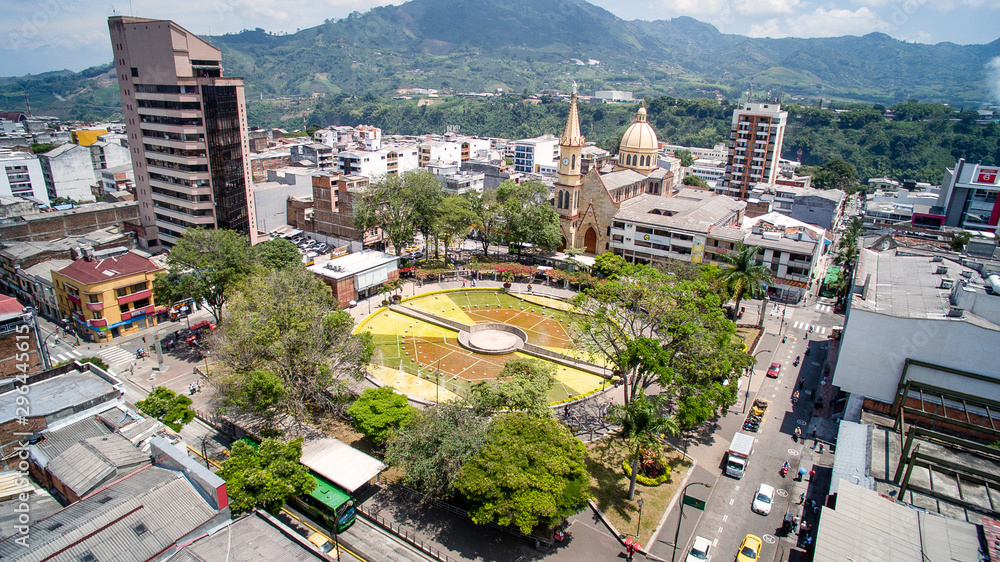 Naklejka premium Vista aérea del parque El Lago en Pereira- Risaralda-Colombia