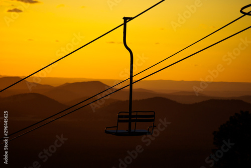 Ski lift during sunset