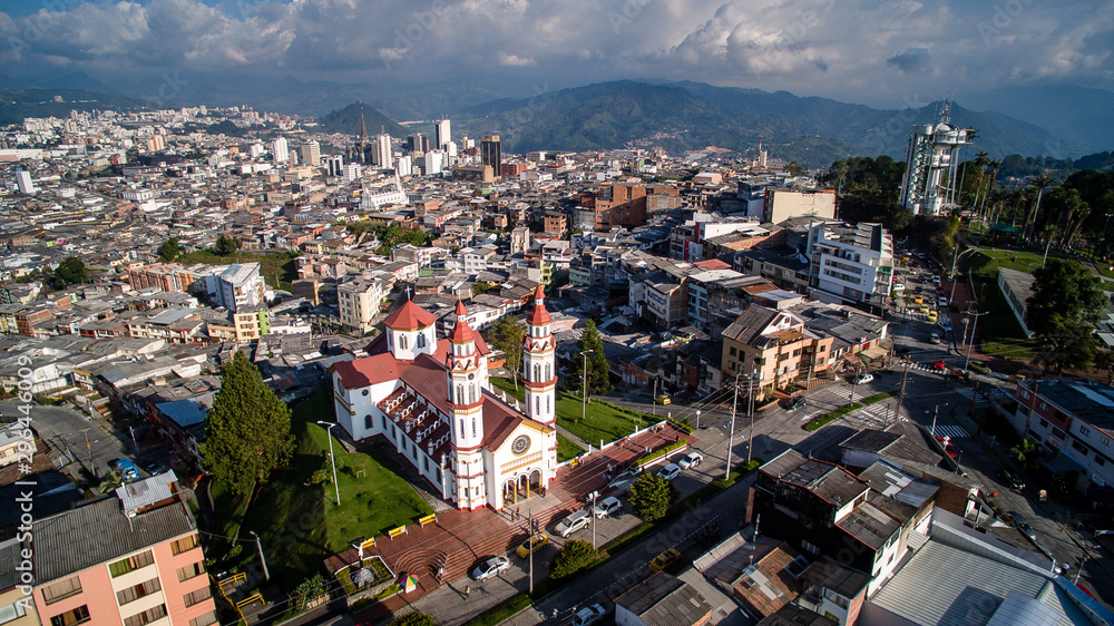 Vista Aerea de Catedral Basilica de Nuestra Señora del Rosario Manizales Caldas Colombia