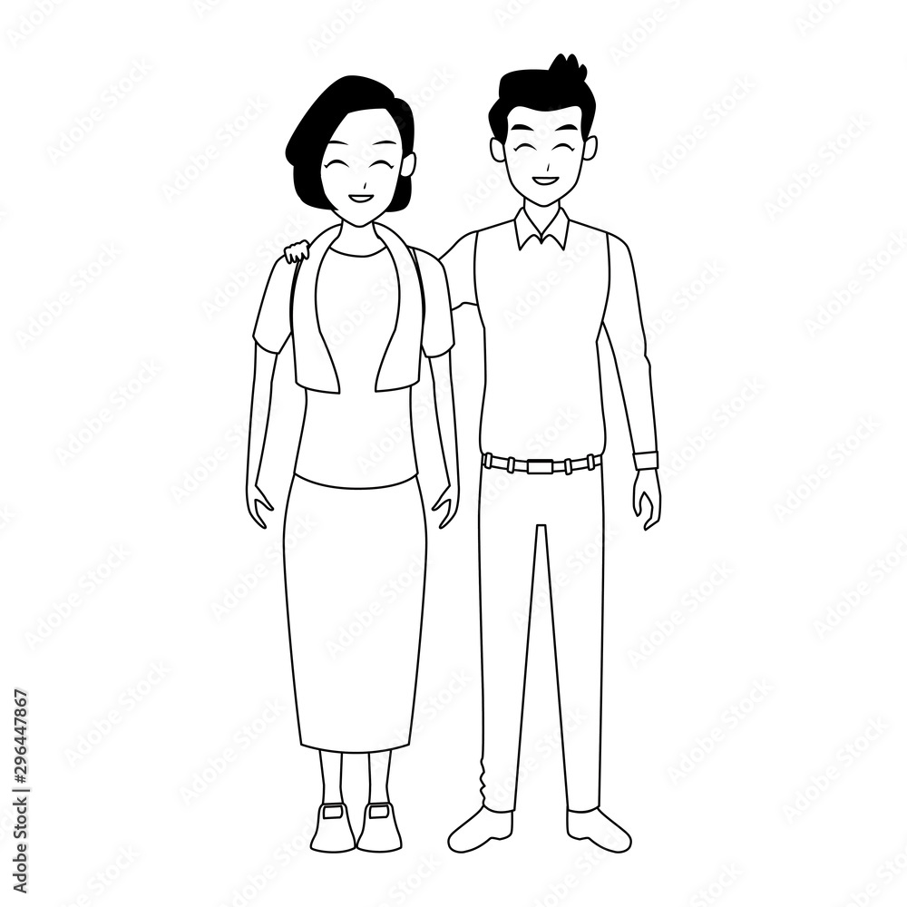 happy couple standing icon, flat design happy couple standing icon, flat design