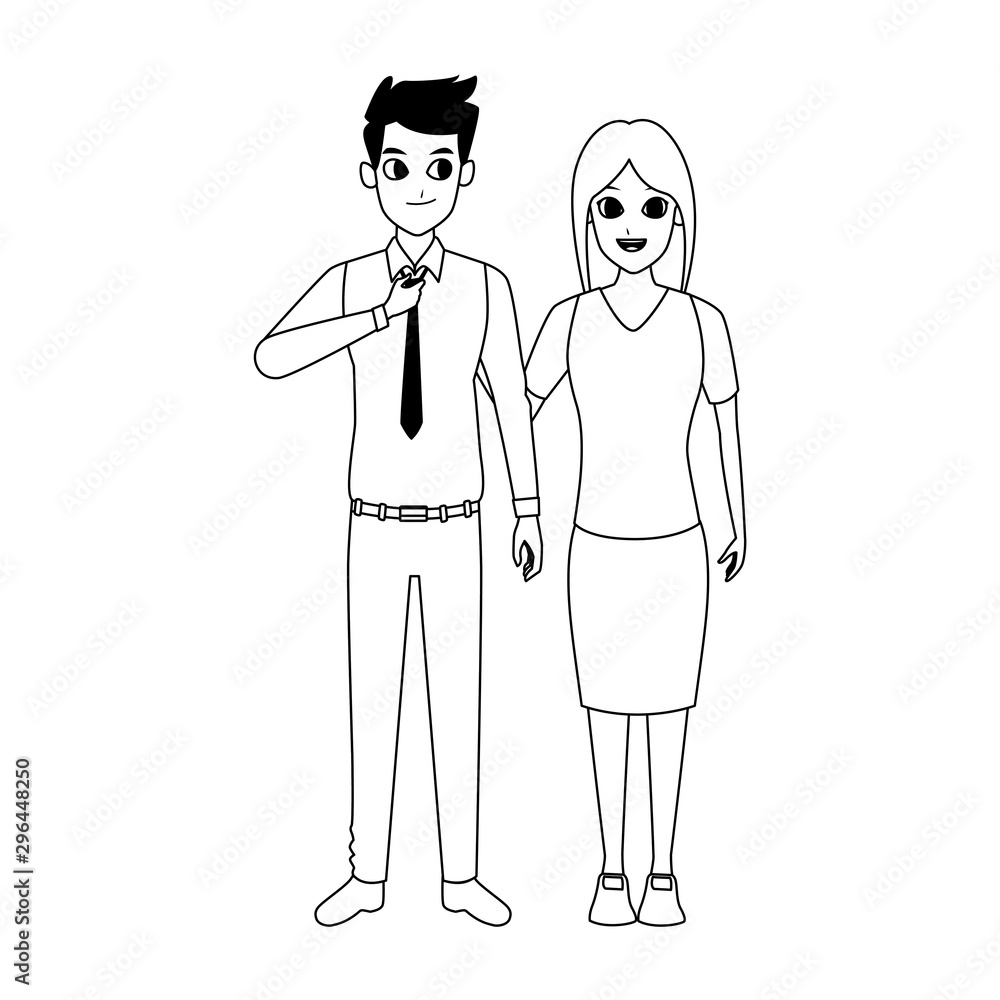 cartoon couple of businessman and woman icon cartoon couple of businessman and woman icon