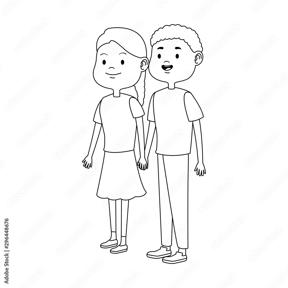 Happy teenage couple icon, flat design