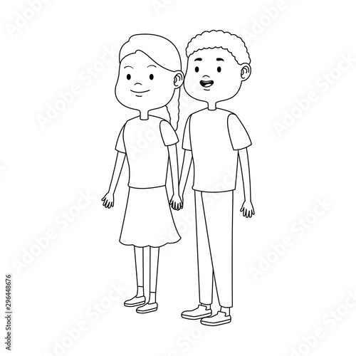 Happy teenage couple icon, flat design