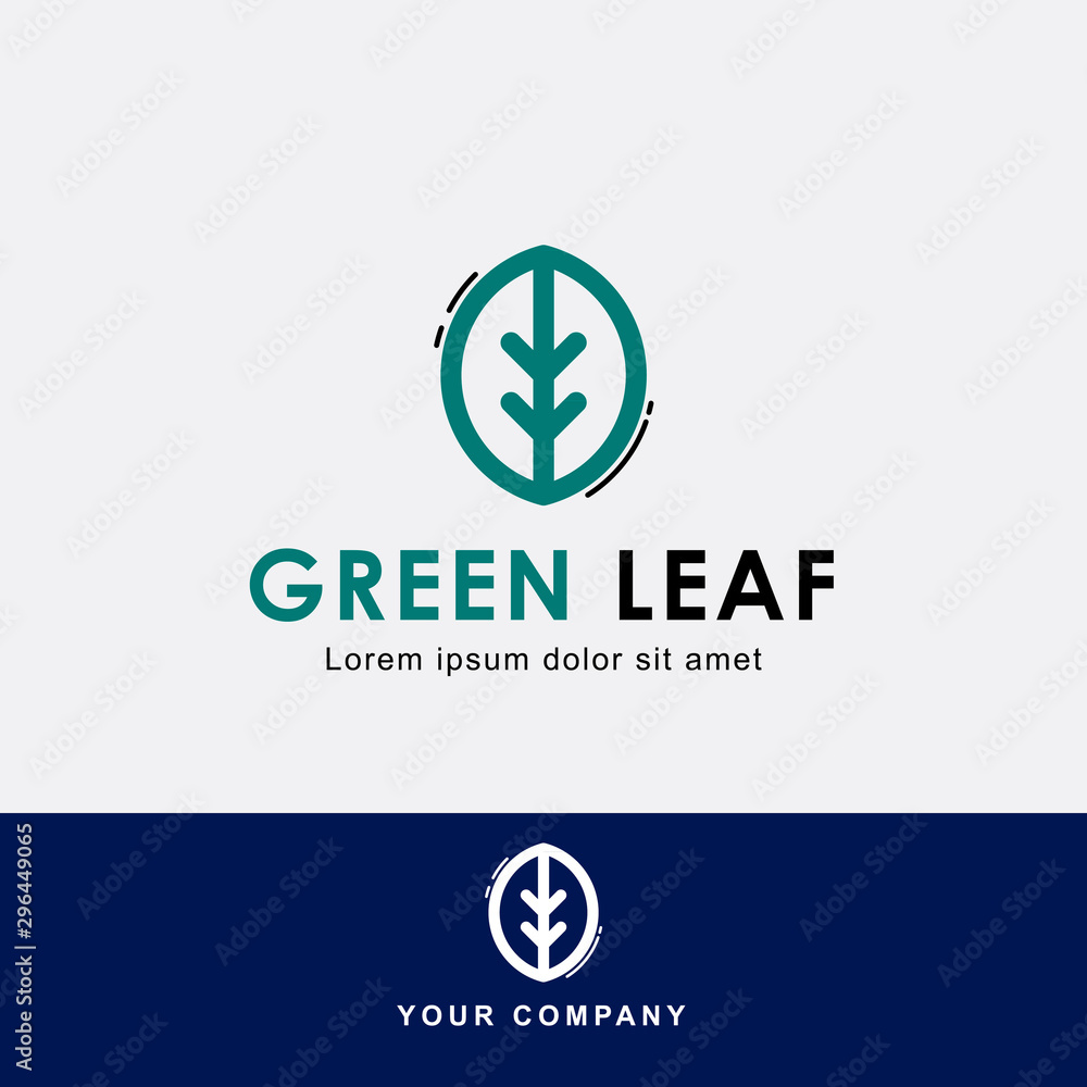 Fototapeta premium Creative green leaf logo template. Leaf element design.