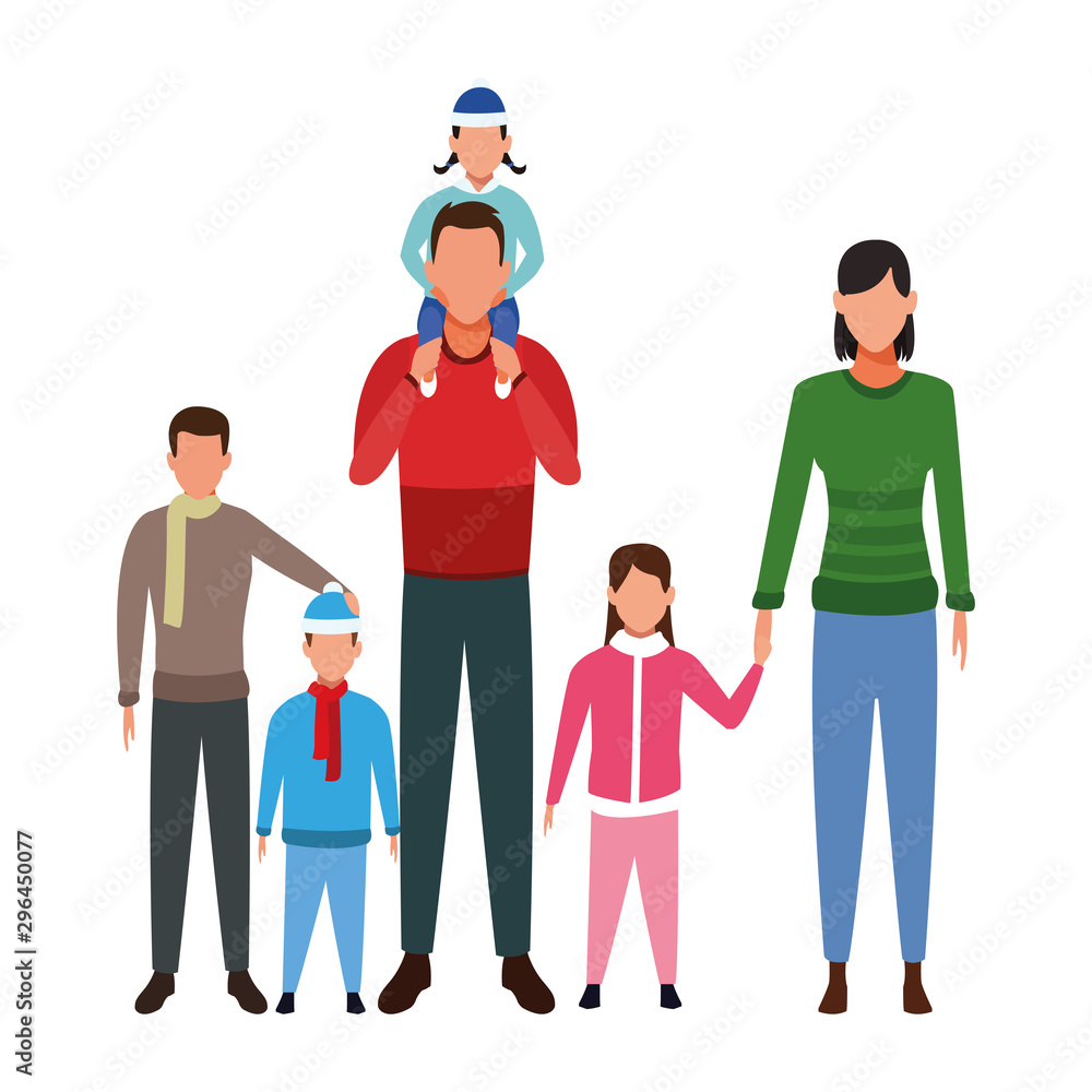 avatar family and kids, flat design