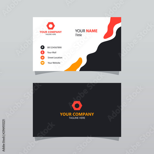 Modern orange bussines card template. Elegant element composition design with clean concept.