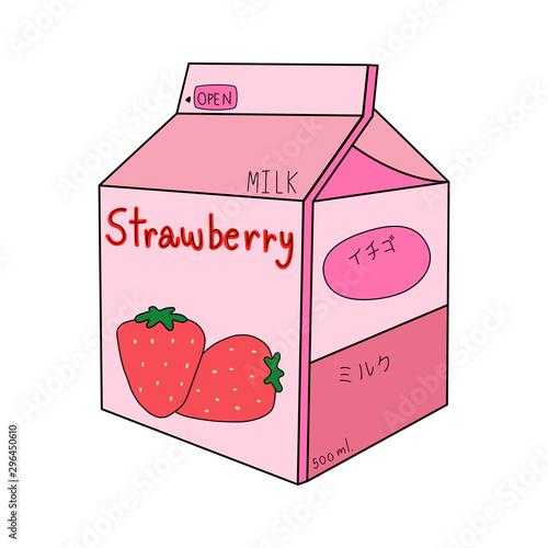 Strawberry milk box vector illustration isolated on white background.