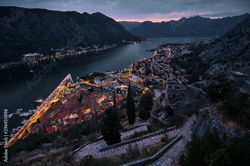 Kotor Montenegro cityscape at night