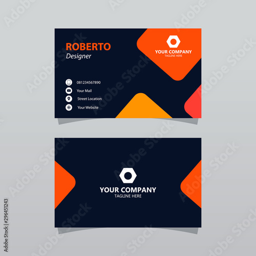 Modern orange bussines card template. Elegant element composition design with clean concept.