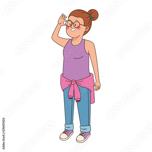 cool teen girl with glasses icon