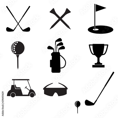 golf icon set on white background. flat style. golf and equipment  symbol. golf sign.