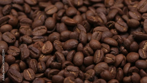 Brown roasted coffee beans background.