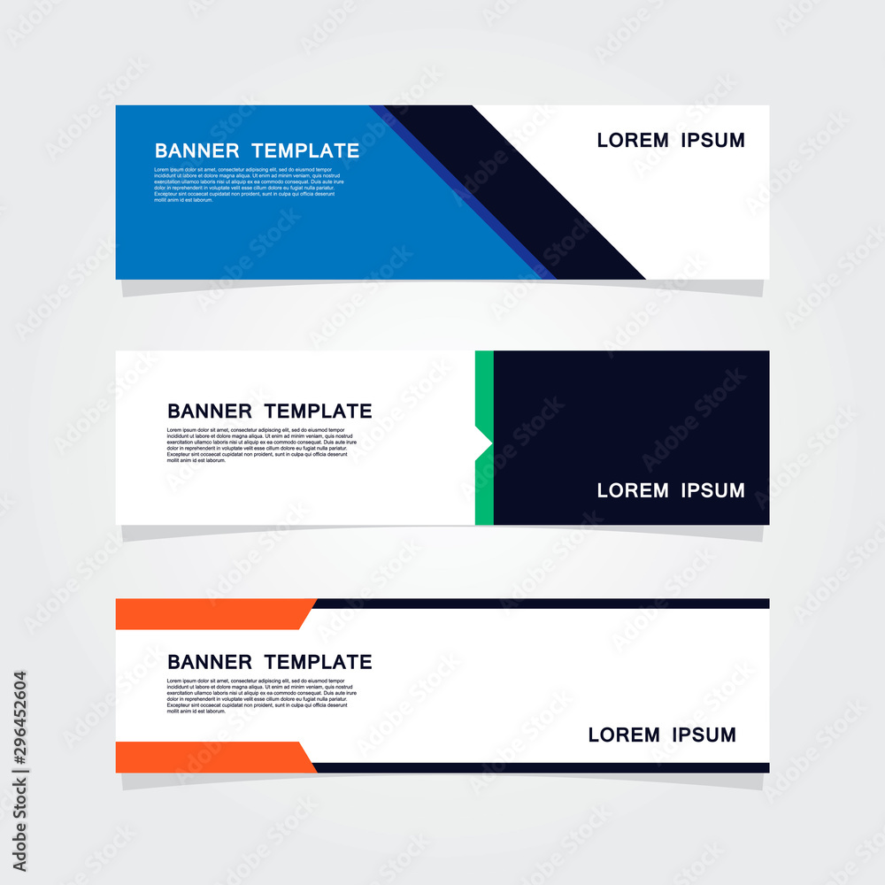 Set of 3 banner template. Modern flat web banner design.