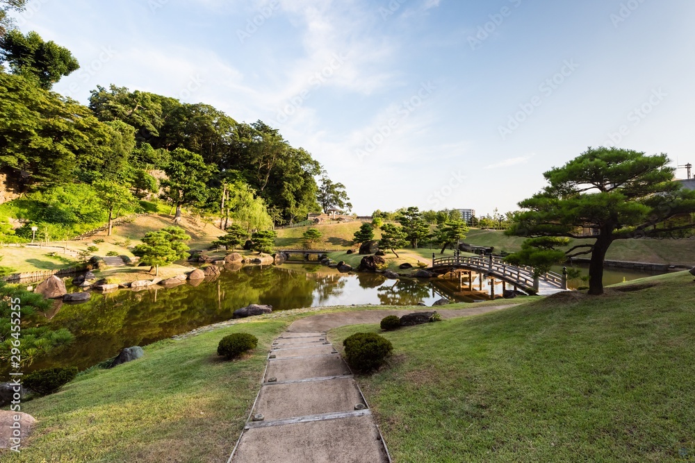 Japanese Garden (Gyokusen Inmaru Garden) at Kanazawa Castle, Ishikawa Prefecture, Japan