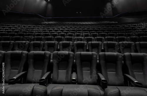 Black cinema white wide screen and auditorium seats