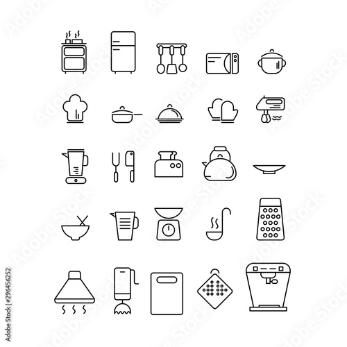 Kitchen Utensils Outline Icons (ID: 296456252)