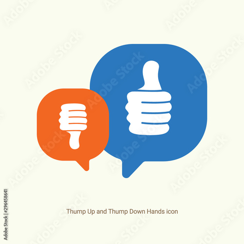 Like and dislike icons set. Thumbs up and thumbs down. Vector illustration. 