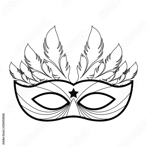 Masquerade mask icon, black and white design