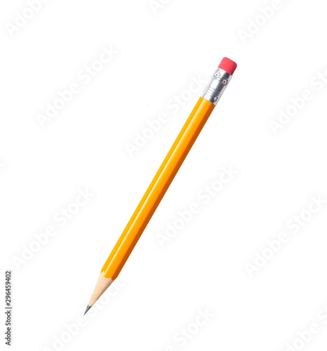 Tilted pencil isolated on white background