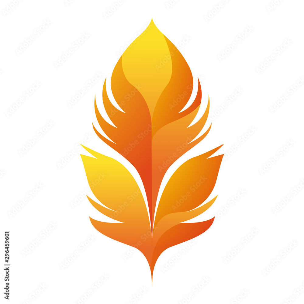 yellow feather icon, flat design yellow feather icon, flat design