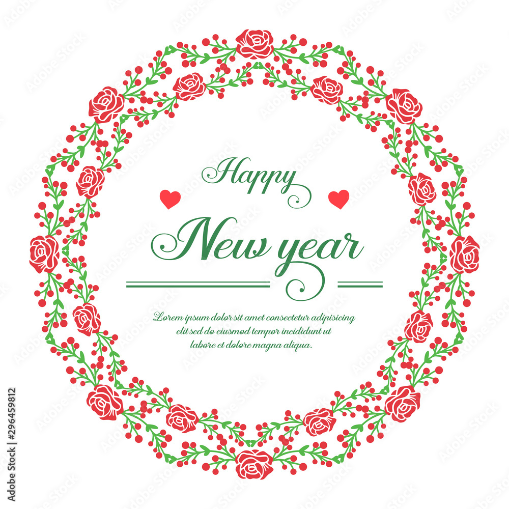 Place for text, happy new year, with decoration of vintage red floral frame. Vector Place for text, happy new year, with decoration of vintage red floral frame. Vector