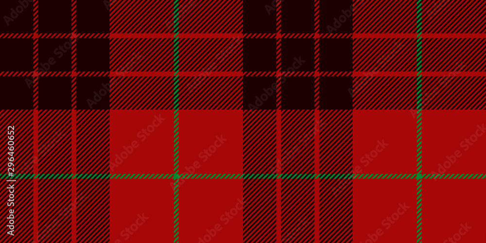 Obraz premium Christmas Red and Black Tartan Plaid with Thin Green Stripe Seamless Vector Pattern. Traditional Scottish Woven Fabric. Houndstooth Design. Flannel Textile Texture.