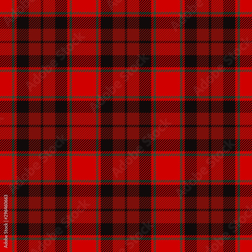 Christmas Red and Black Tartan Plaid Seamless Vector Pattern. Traditional Scottish Woven Fabric. Houndstooth Design. Lumberjack Shirt Flannel Textile.