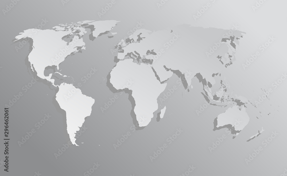 Vector world map template, global flat earth.