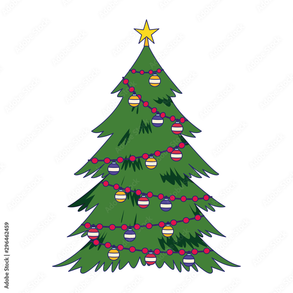 christmas tree with ornaments, flat design christmas tree with ornaments, flat design