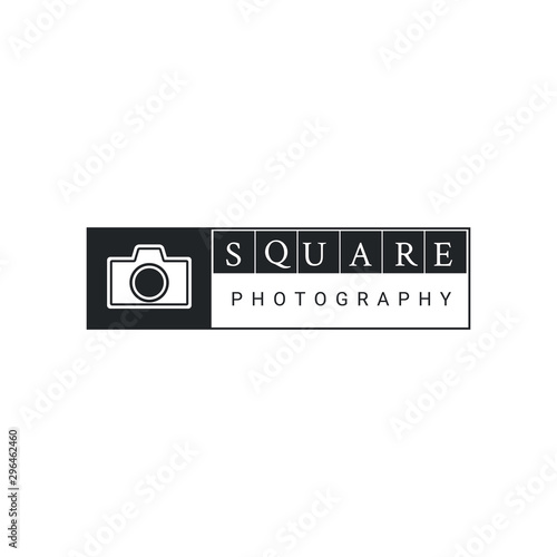 Square photography logo design. Flat design vector. Usable for studio, photographer, and business.