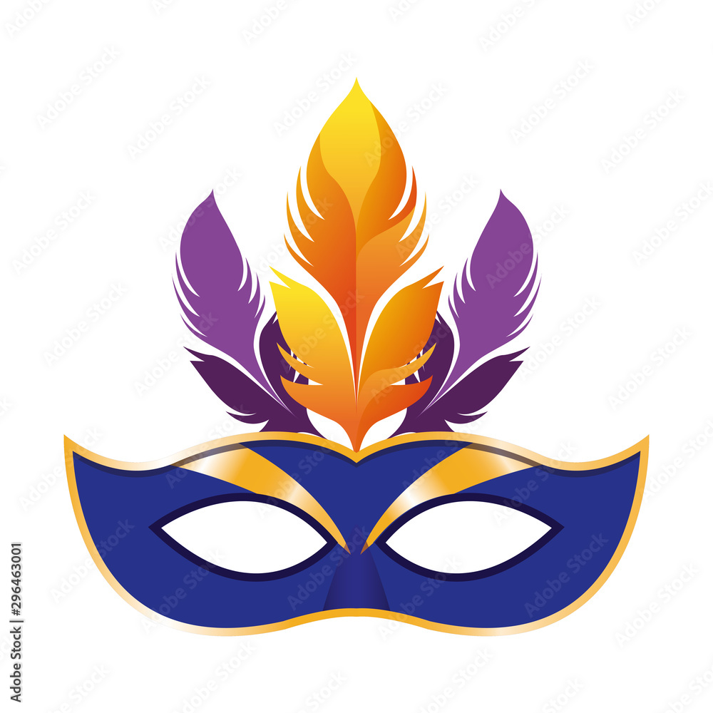 carnival mask with feathers icon, flat design carnival mask with feathers icon, flat design