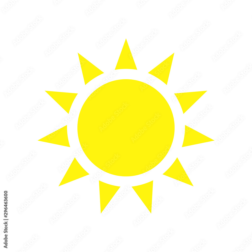 Sun yellow logo vector on white background. Sun design for weather, summer, spring. Sun yellow logo vector on white background. Sun design for weather, summer, spring.