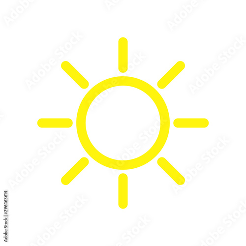 Sun yellow logo vector on white background. Sun design for weather, summer, spring.