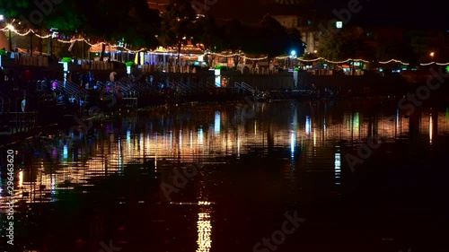 4K time lapse video of colourful Mae Ping river in Yee Peng or Loy Krathong festival, Thailand. photo