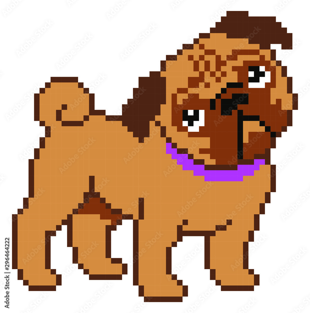 Obraz premium Dog pixel art on white background.