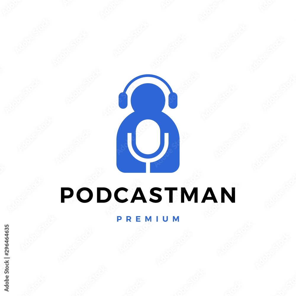 man mic headphone podcast sing logo vector icon illustration man mic headphone podcast sing logo vector icon illustration
