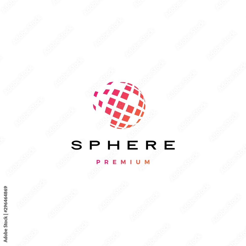 sphere digital globe square spread 3D logo vector icon illustration