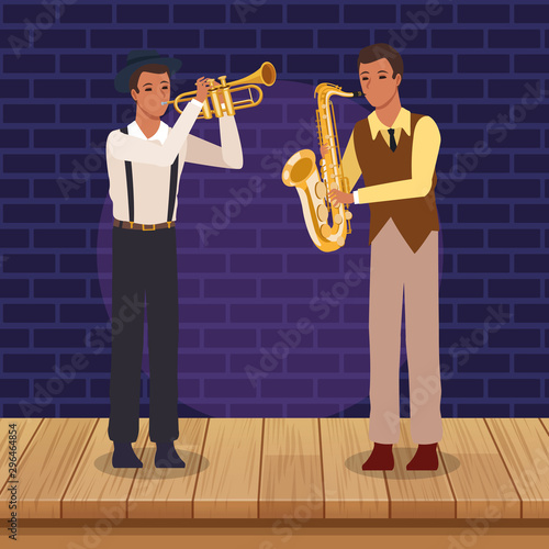 trumpeter and saxophonist, Jazz music band design