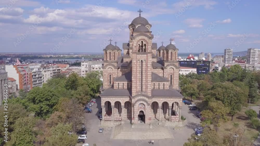 Beautiful static still postcard shot of St Mark Church in Belgrade, summer day Beautiful static still postcard shot of St Mark Church in Belgrade, summer day