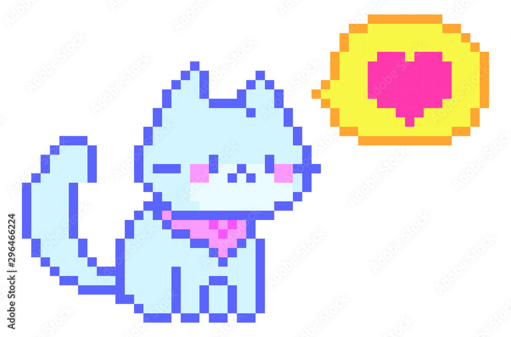 Cat pixel art on white background. Cat pixel art on white background.