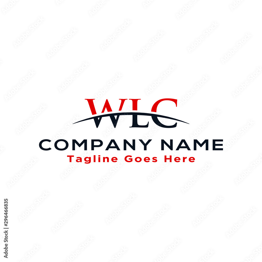 Initial letter WLC, overlapping movement swoosh horizon logo company design inspiration in red and dark blue color vector