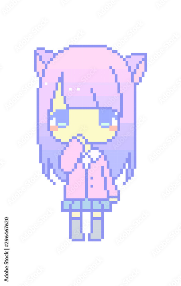 Girl pixel art on white background. Girl pixel art on white background.