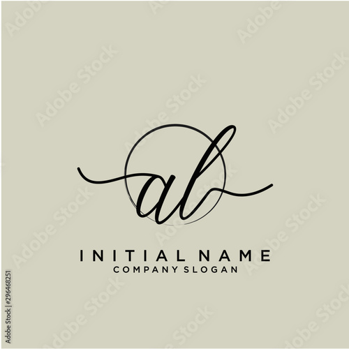 AL Initial handwriting logo with circle template vector.