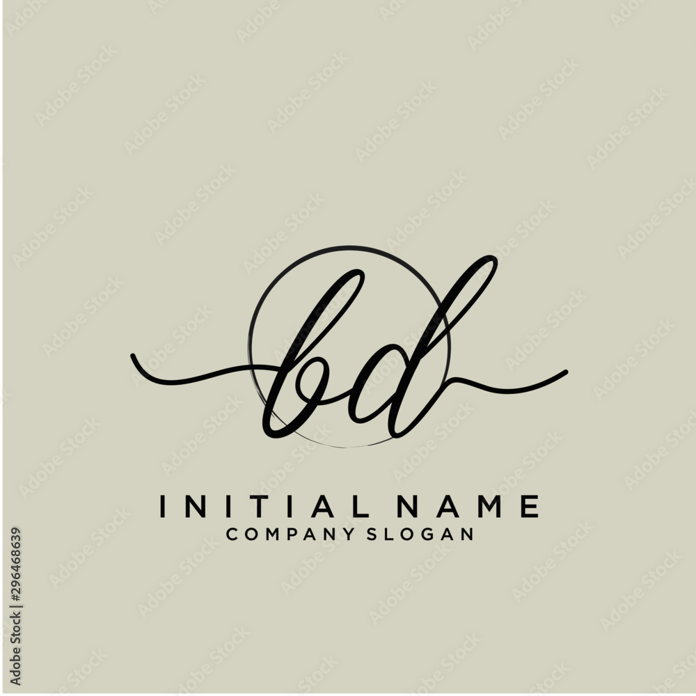 BD Initial handwriting logo with circle template vector. BD Initial handwriting logo with circle template vector.
