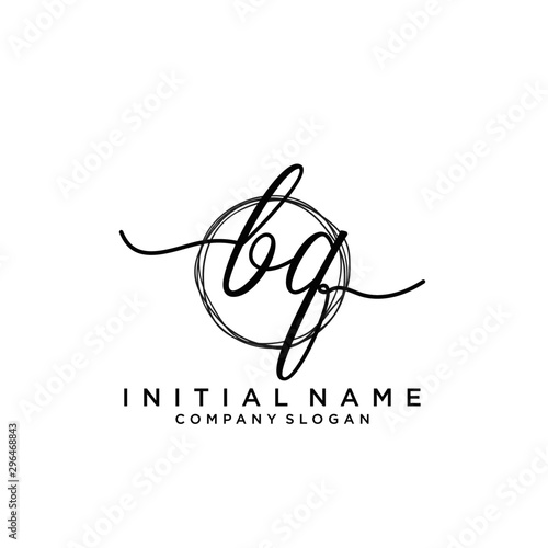 BQ Initial handwriting logo with circle template vector.