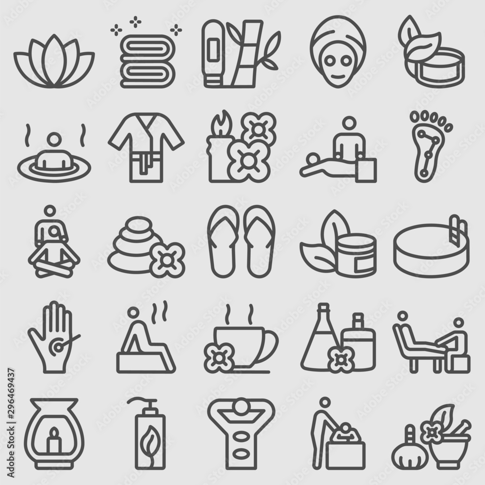 Line icons set for Spa health Line icons set for Spa health